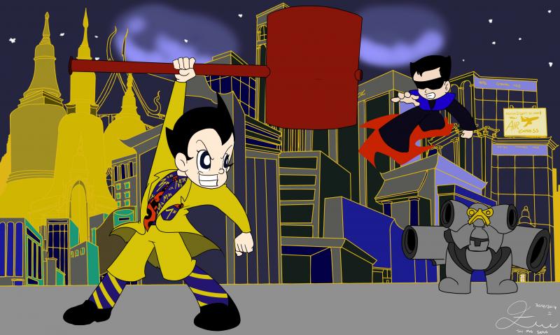 The Mask jr scene of fighting Pretorius jr and the Evil robots in Bangkoks edge.jpg